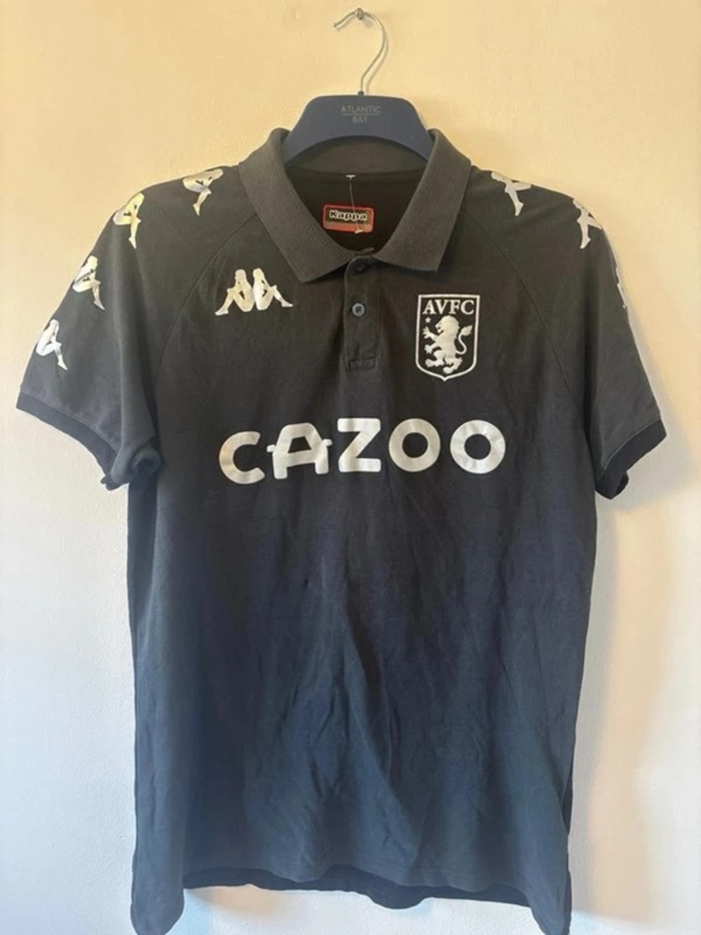 Kappa Black Polo Shirt with White Logos - AVFC Cazoo